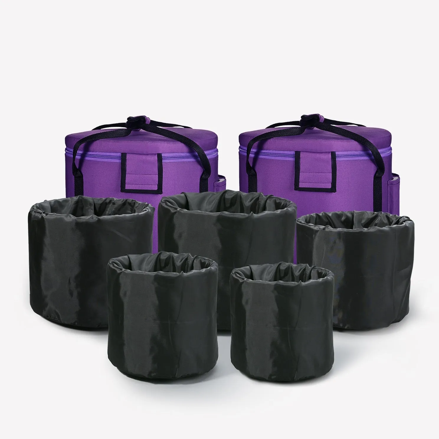 6-12 Inch 7pcs Double Black OM Design Frosted Quartz Crystal Singing Bowl Set with FREE Carry Bags