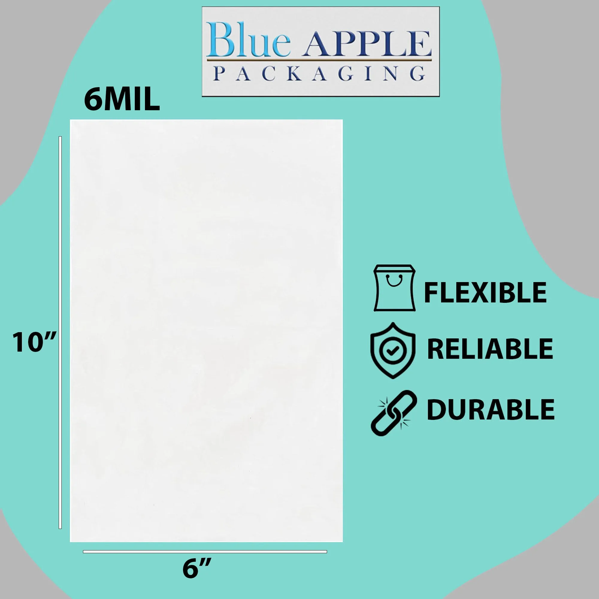 6X10 inches Clear Flat Poly Bags 6Mil Open Top (LDPE)