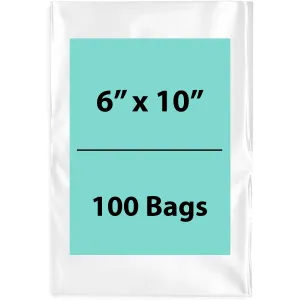 6X10 inches Clear Flat Poly Bags 6Mil Open Top (LDPE)