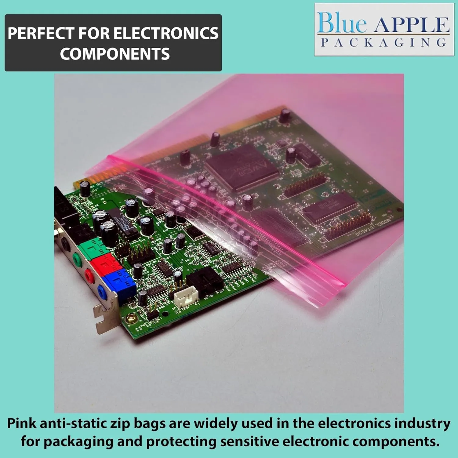 6X10 inches Pink Anti Static Zip Lock Bags 4 Mil