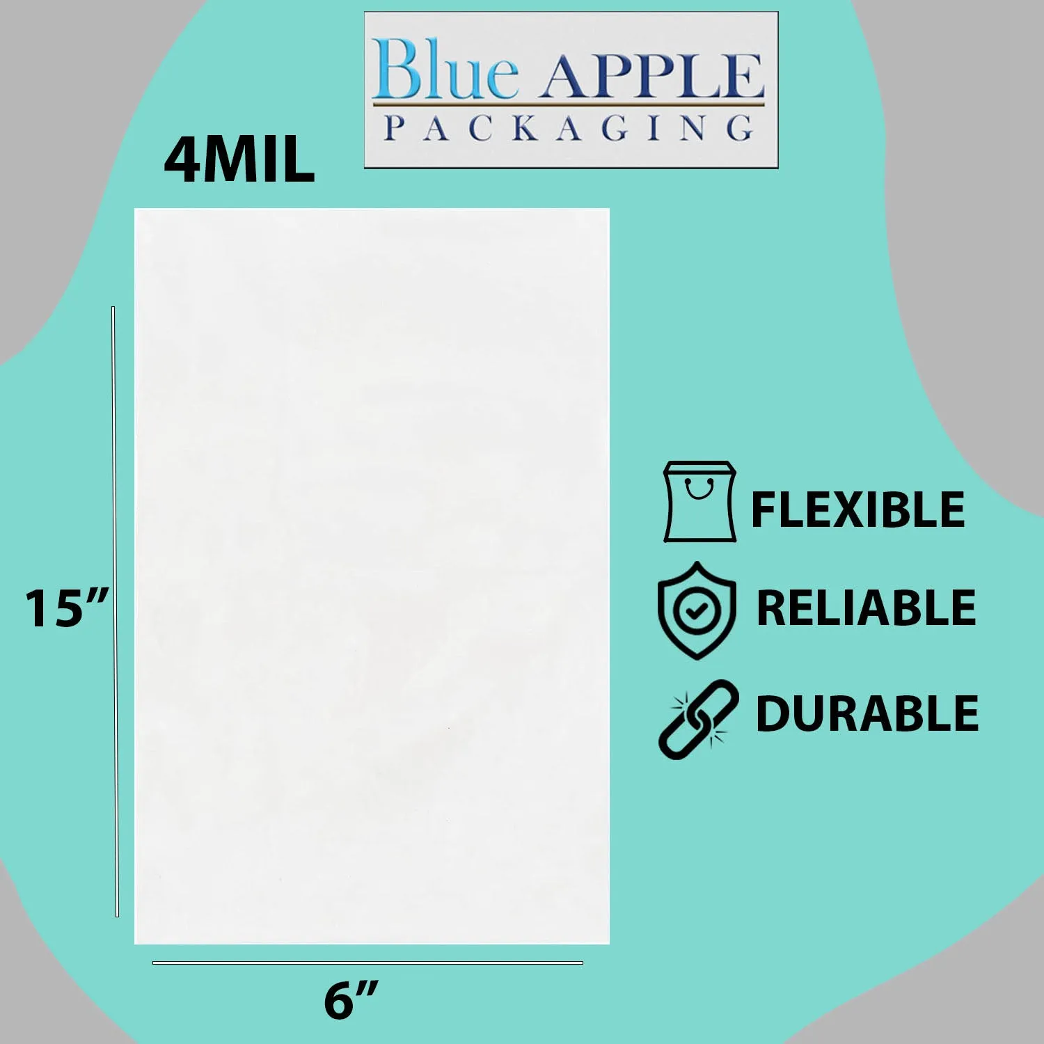 6X15 inches Clear Flat Poly Bags 4Mil Open Top (LDPE)