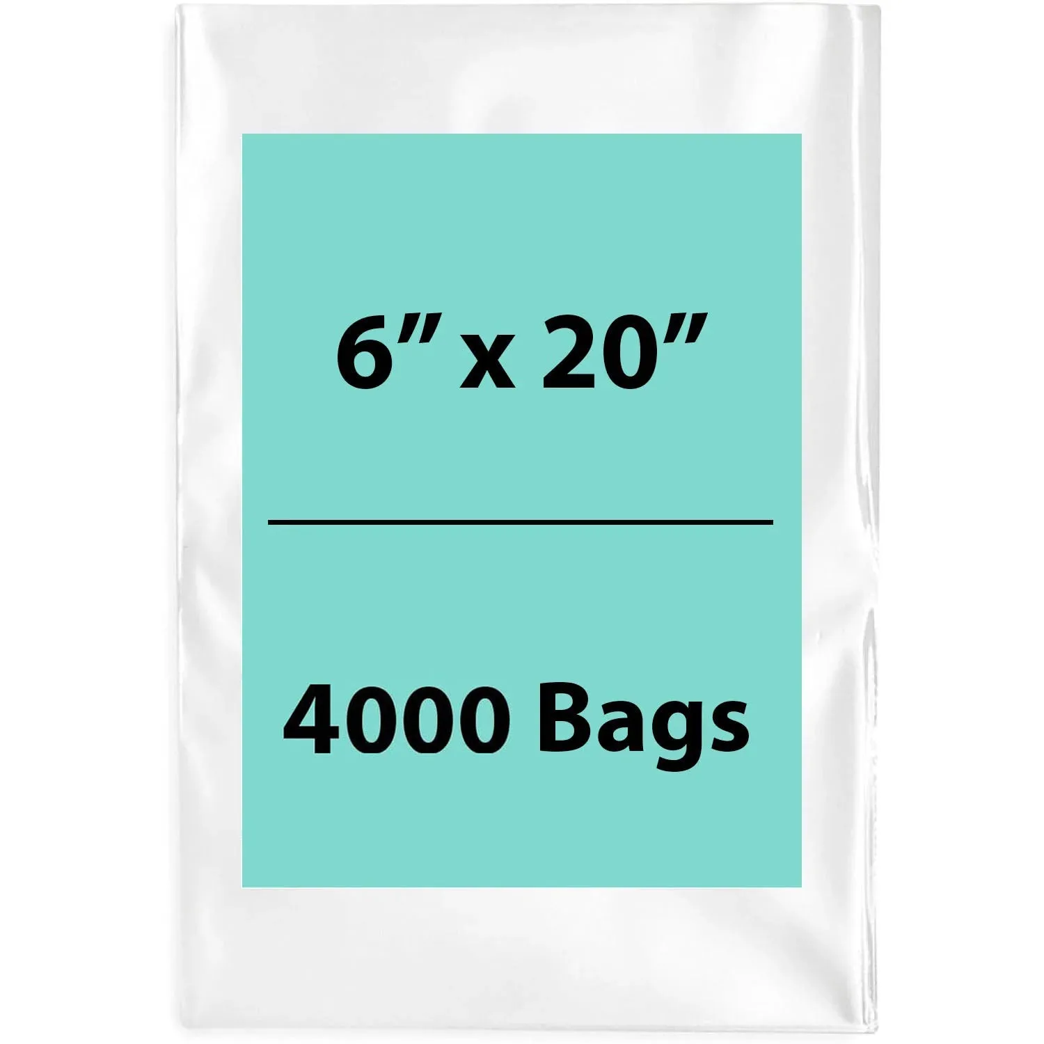 6X20 inches Clear Flat Poly Bags 1.5Mil Open Top (LDPE)