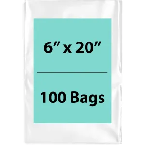6X20 inches Clear Flat Poly Bags 1.5Mil Open Top (LDPE)