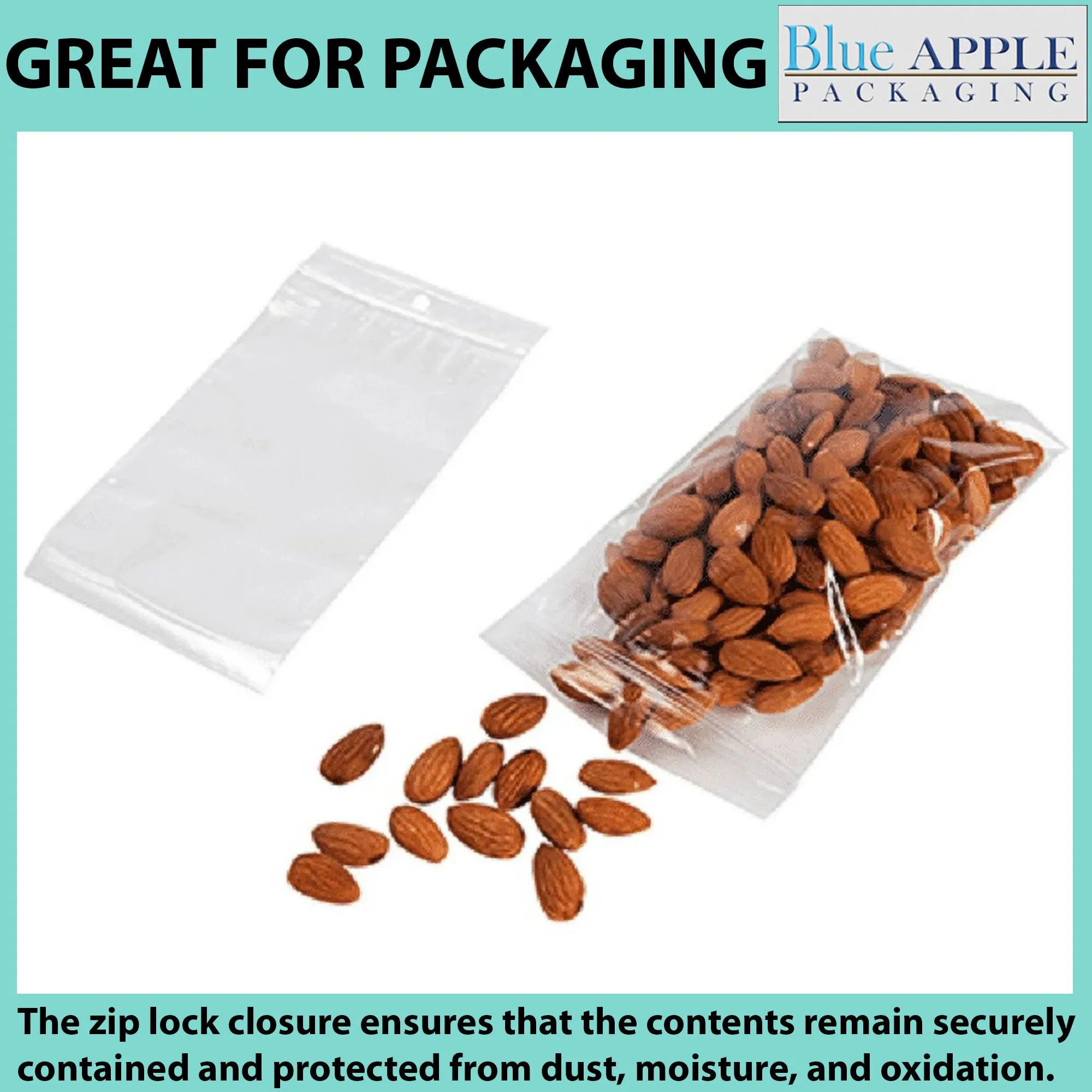 6X8 Inches Polypropylene ZipLock Bags W/ Hang Hole 2 Mil Clear
