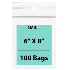 6X8 Inches Polypropylene ZipLock Bags W/ Hang Hole 2 Mil Clear