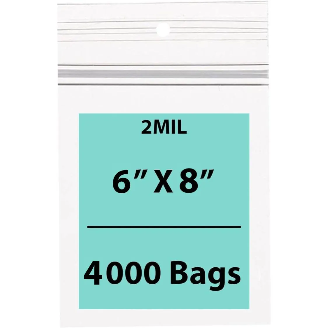 6X8 Inches Polypropylene ZipLock Bags W/ Hang Hole 2 Mil Clear