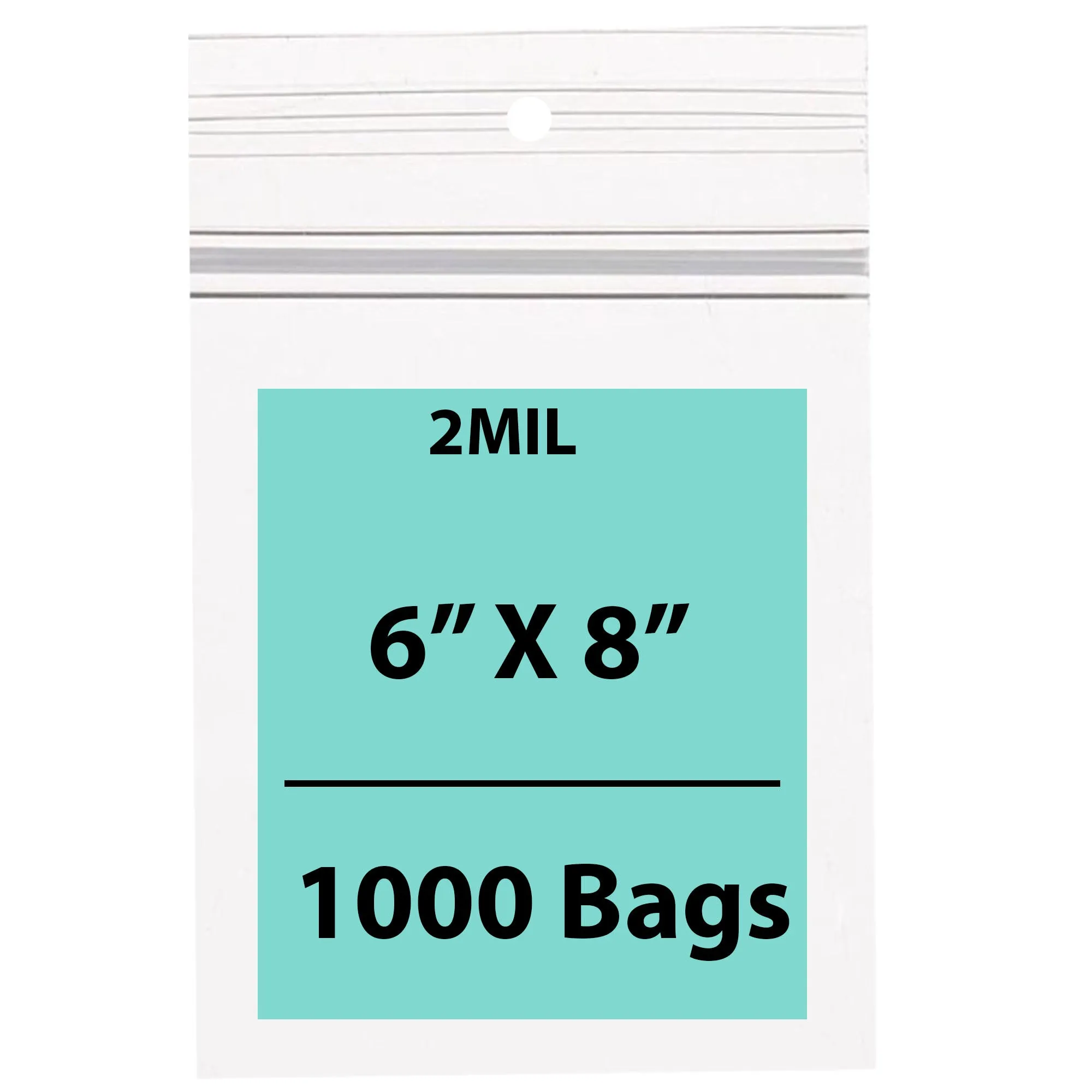 6X8 Inches Polypropylene ZipLock Bags W/ Hang Hole 2 Mil Clear