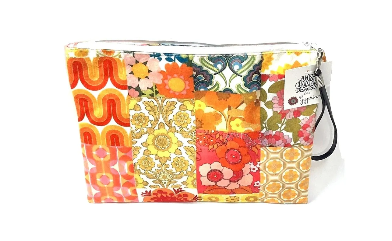 70's Orange Velvet Clutch Bag