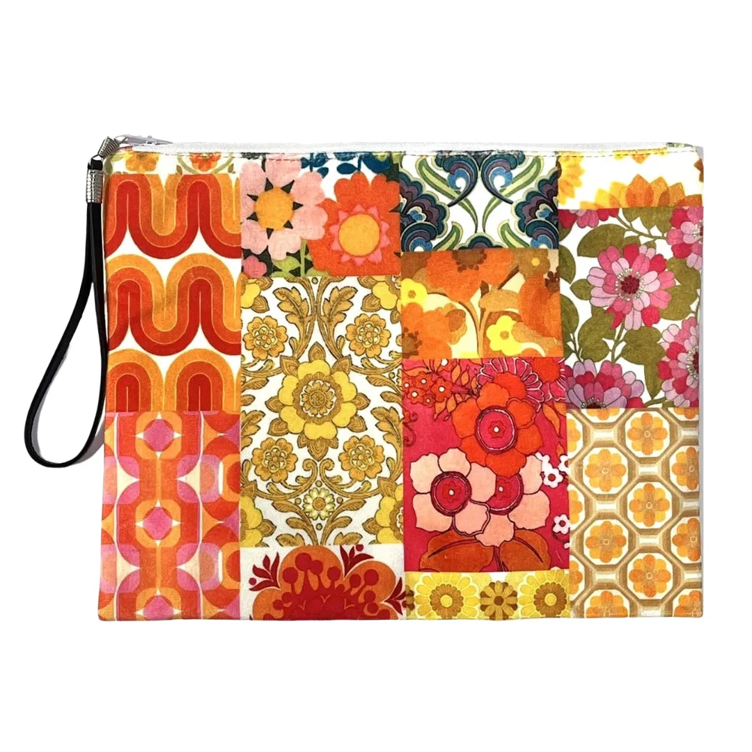 70's Orange Velvet Clutch Bag