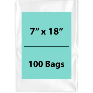 7X18 inches Clear Flat Poly Bags 2Mil Open Top (LDPE)
