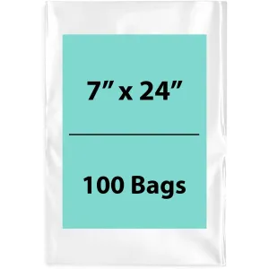 7X24 inches Clear Flat Poly Bags 4Mil Open Top (LDPE)