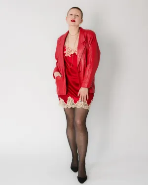 80s Nordstrom Red Buttery Leather Blazer