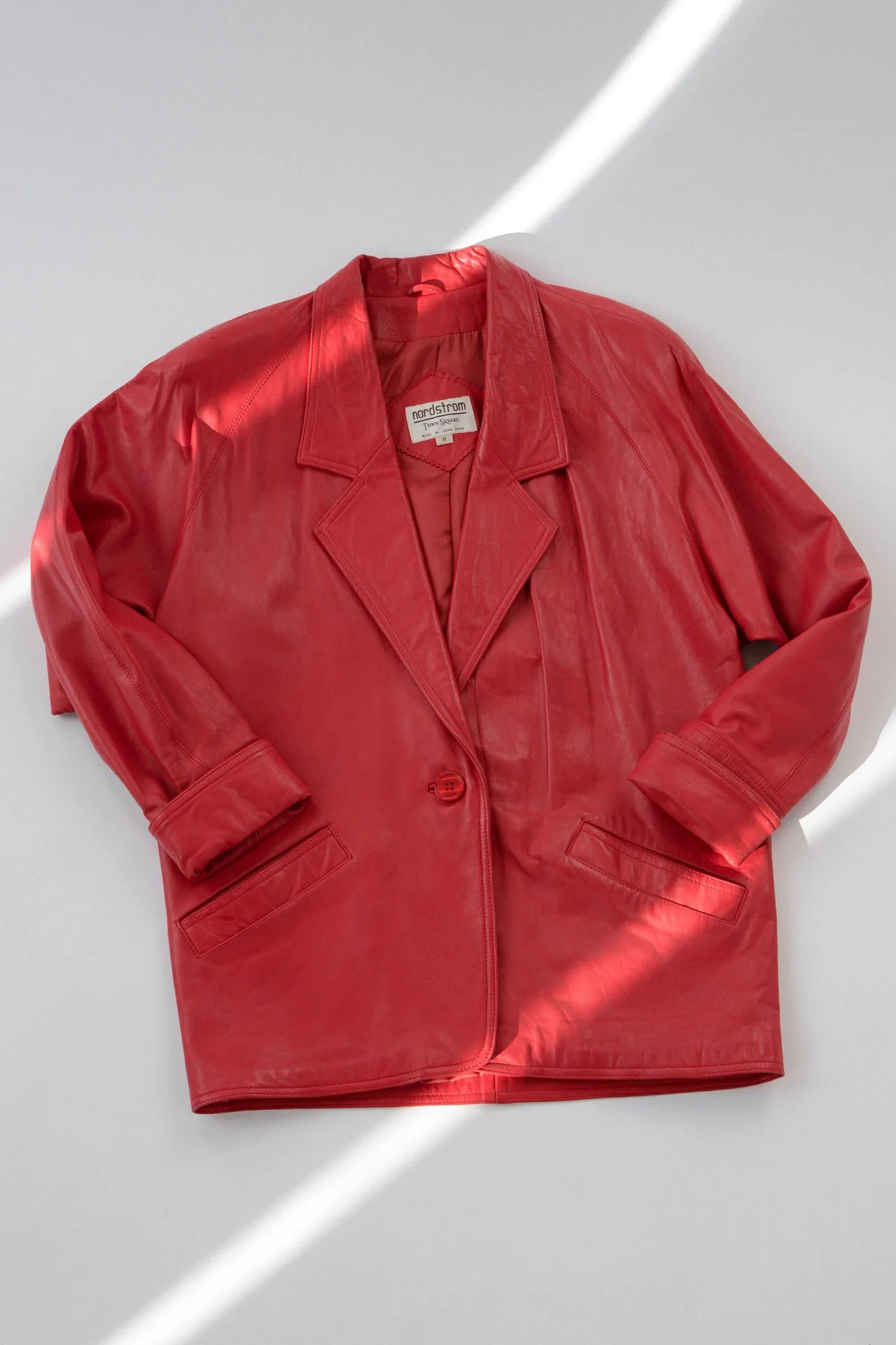 80s Nordstrom Red Buttery Leather Blazer