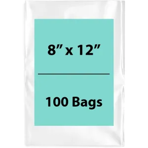 8X12 inches Clear Flat Poly Bags 1.5Mil Open Top (LDPE)