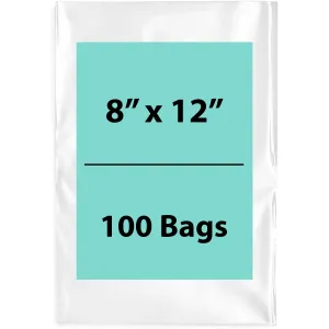 8X12 inches Clear Flat Poly Bags 2Mil Open Top (LDPE)