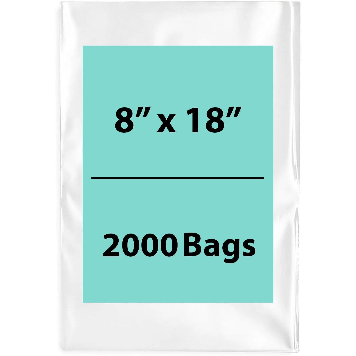 8X18 inches Clear Flat Poly Bags 2Mil Open Top (LDPE)