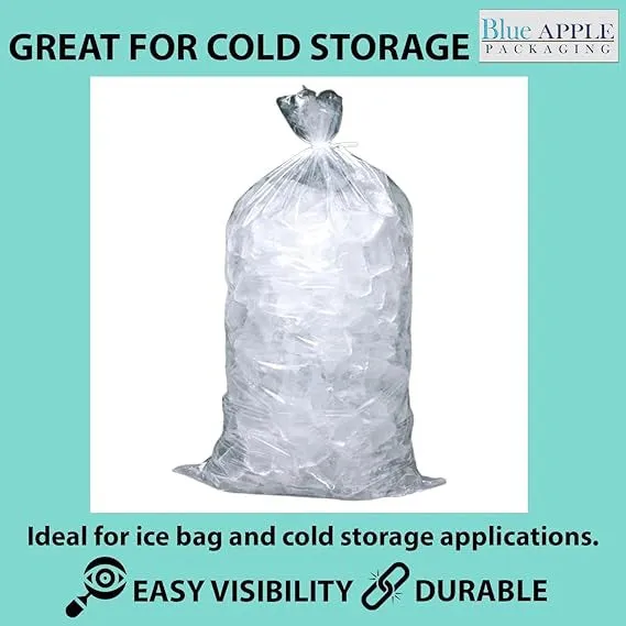 8X3X20 inches Ice Bags/Gusseted Printed 1.2 Mil Metallocene (mPE)