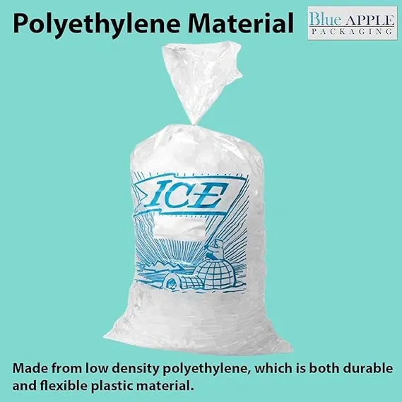 8X3X20 inches Ice Bags/Gusseted Printed 1.2 Mil Metallocene (mPE)