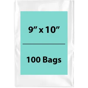 9X10 inches Clear Flat Poly Bags 2Mil Open Top (LDPE)