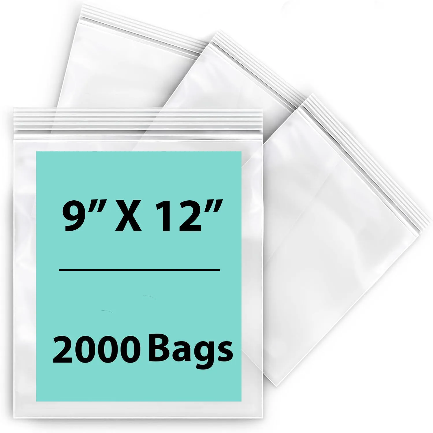 9X12 inches Reclosable Single Line Zipper Poly Bags 2 Mil (LDPE)