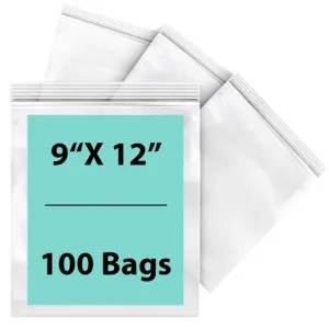 9X12 inches Reclosable Single Line Zipper Poly Bags 2 Mil (LDPE)
