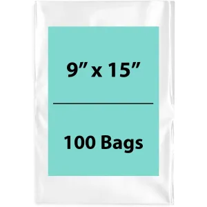 9X15 inches Clear Flat Poly Bags 2Mil Open Top (LDPE)