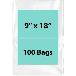 9X18 inches Clear Flat Poly Bags 2Mil Open Top (LDPE)