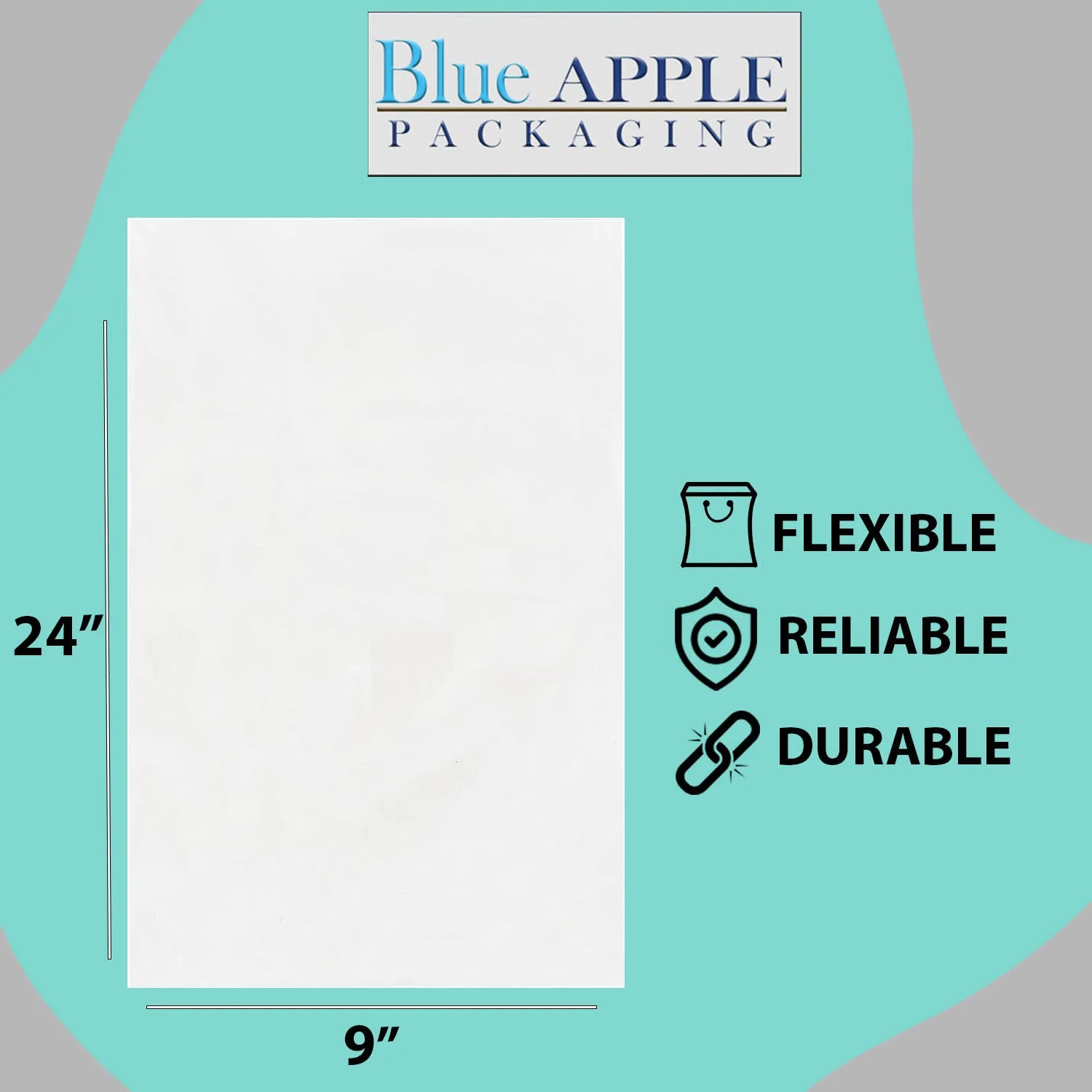 9X24 inches Clear Flat Poly Bags 2Mil Open Top (LDPE)