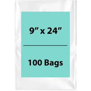 9X24 inches Clear Flat Poly Bags 2Mil Open Top (LDPE)