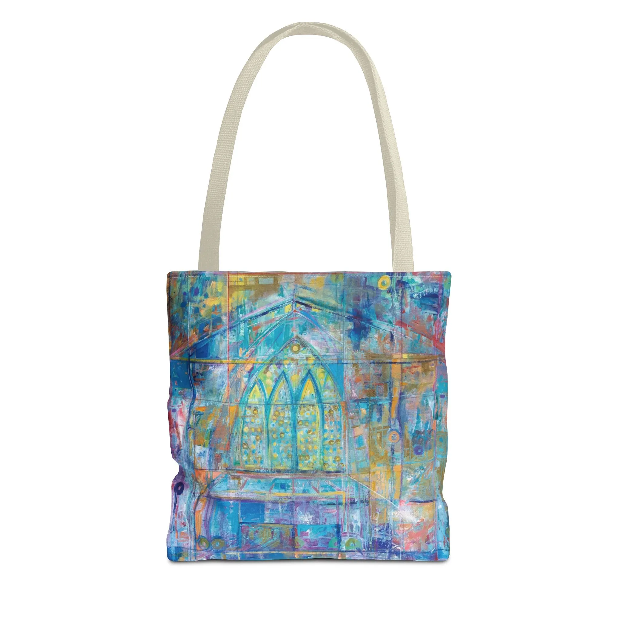 Abstract Cathedral Spiritual Art Tote Bag Canvas Shopping Bag - Color of Light - Leslie Karpinski