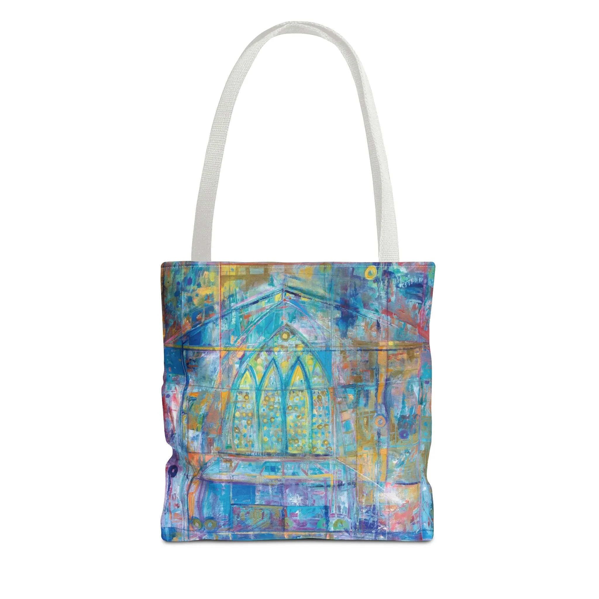 Abstract Cathedral Spiritual Art Tote Bag Canvas Shopping Bag - Color of Light - Leslie Karpinski
