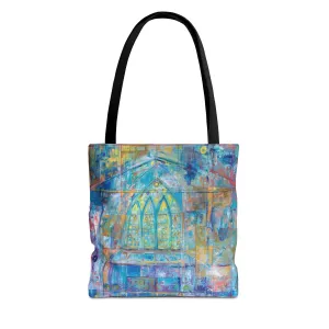 Abstract Cathedral Spiritual Art Tote Bag Canvas Shopping Bag - Color of Light - Leslie Karpinski