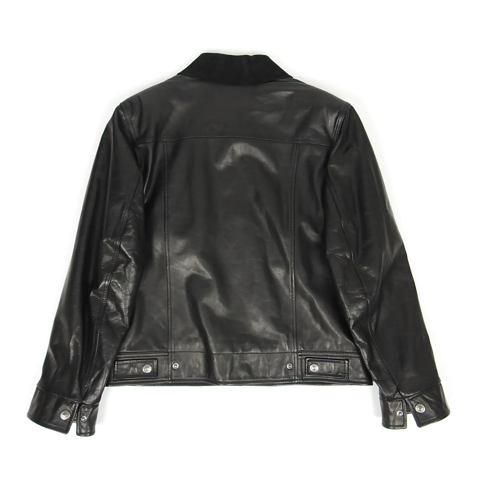 Acne Studios Black Leather Trucker Jacket Size 48