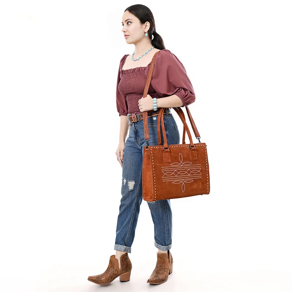 American Darling Tote Genuine Suede Leather Women Bag Western Handbag Purse
