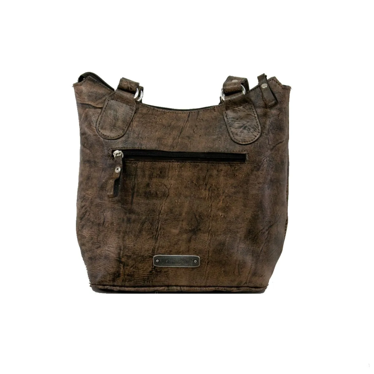 American West Handbag Tribal Weave Collection: Leather Zip Top Bucket Tote
