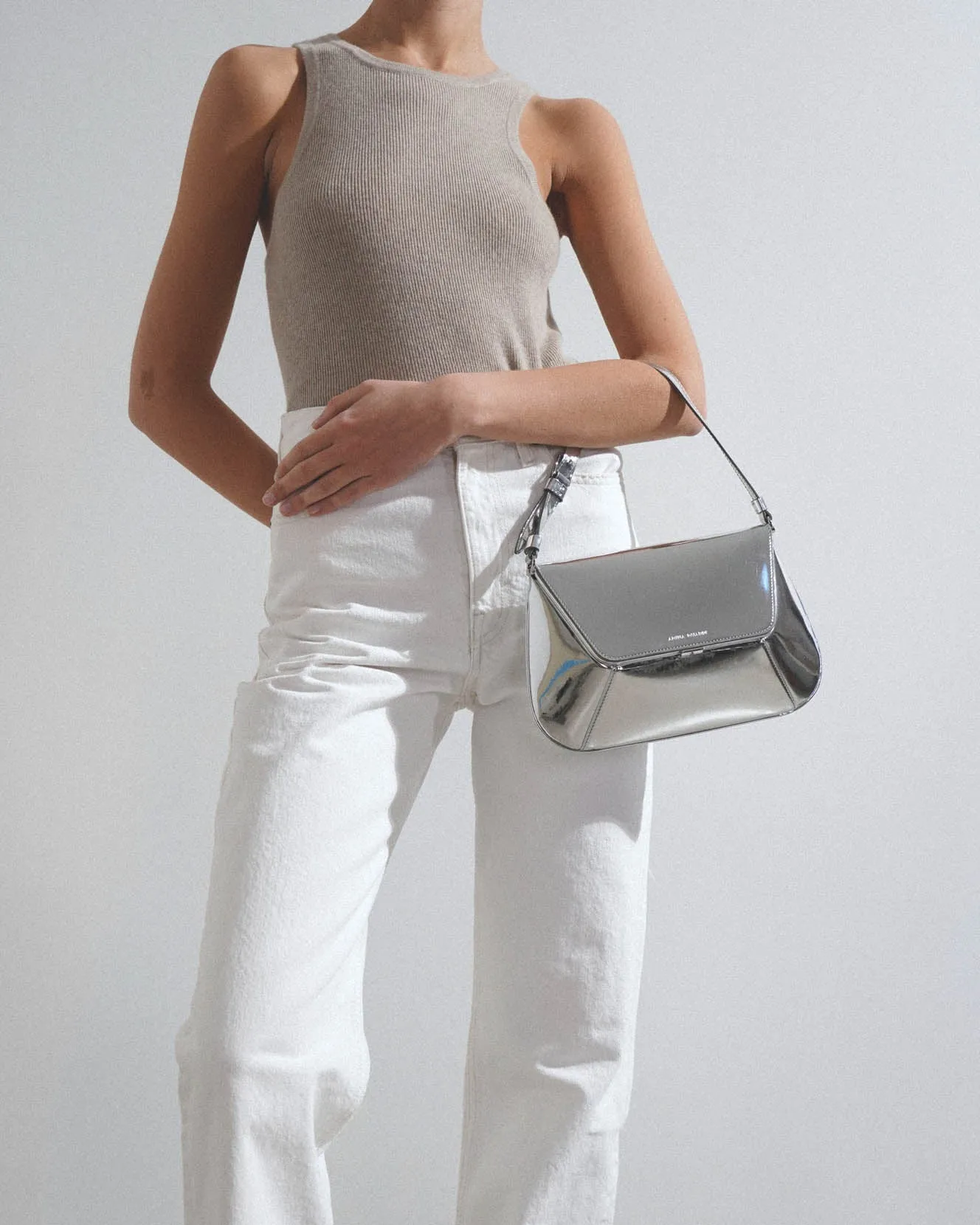 Ami silver mirror shoulder bag