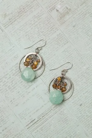 Anne Vaughan Wisdom Within Faceted Czech Glass With Amazonite Briolette Cluster Earrings