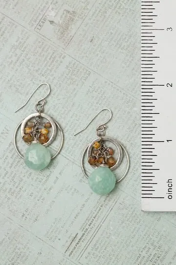 Anne Vaughan Wisdom Within Faceted Czech Glass With Amazonite Briolette Cluster Earrings