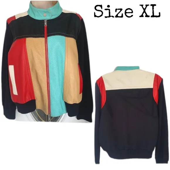 Anthropologie One Girl Who Leather &amp;Fabric Jacket - Size X-Large