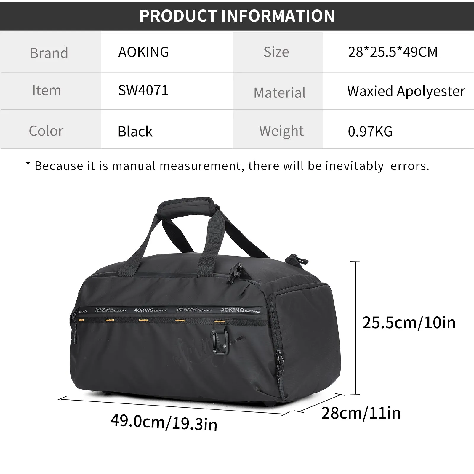 Aoking Travel Bag Large Capacity Duffel Bag SW4071
