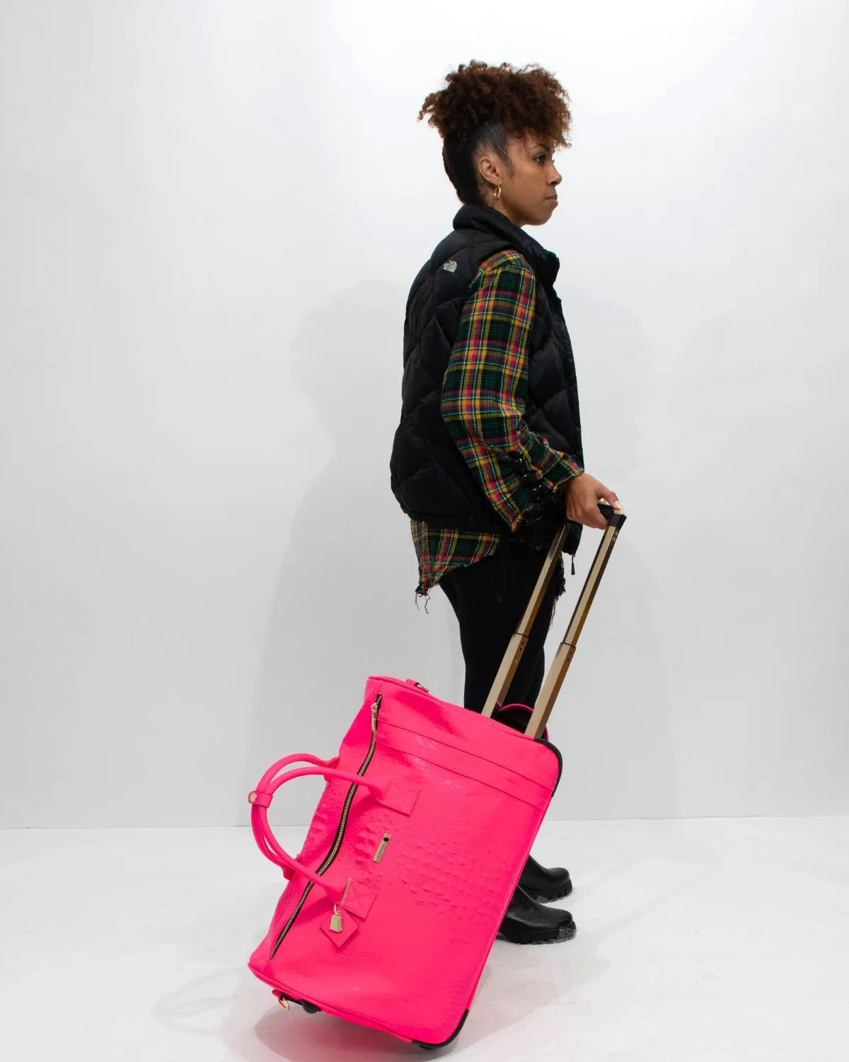 Apollo 2 Rolling Duffle Bag in Neon Pink