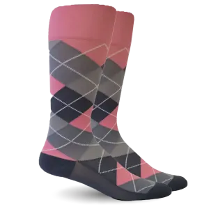 Argyle Synthetic Pink/Grey Energy Socks
