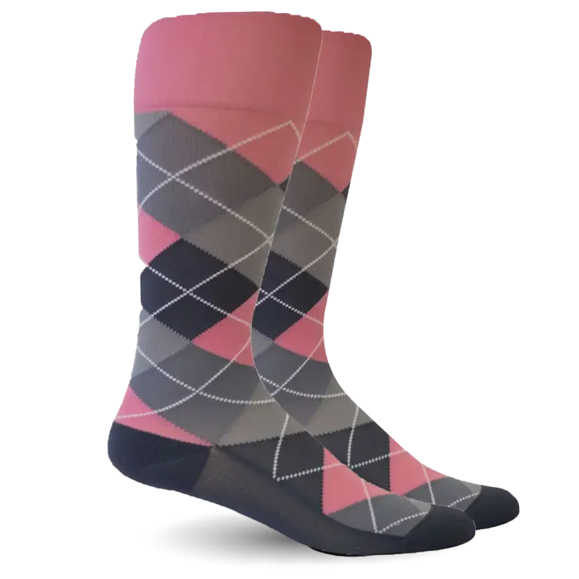 Argyle Synthetic Pink/Grey Energy Socks