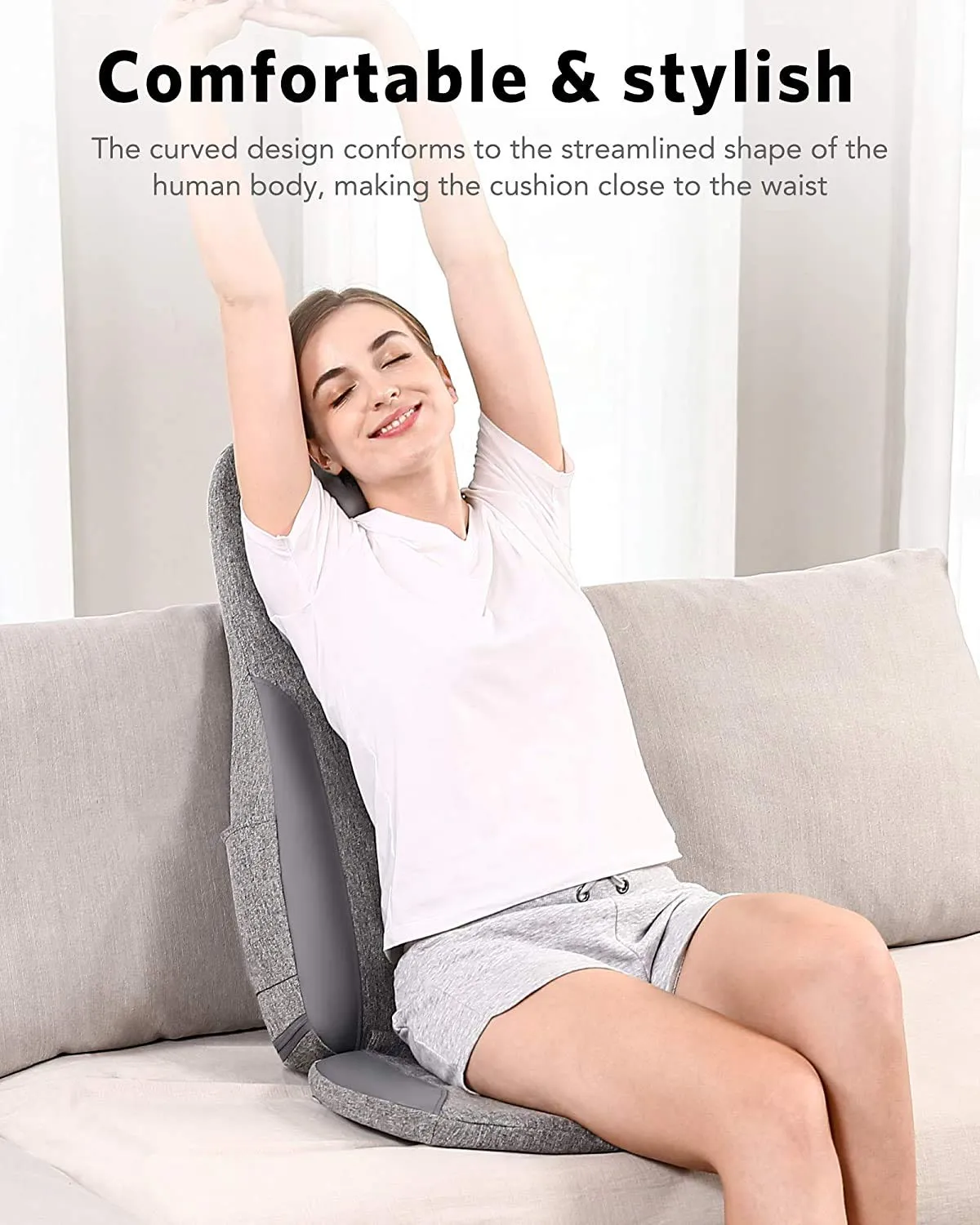 Back & Neck Shiatsu Massager Cushion Pad with Heat, Height Adjustable
