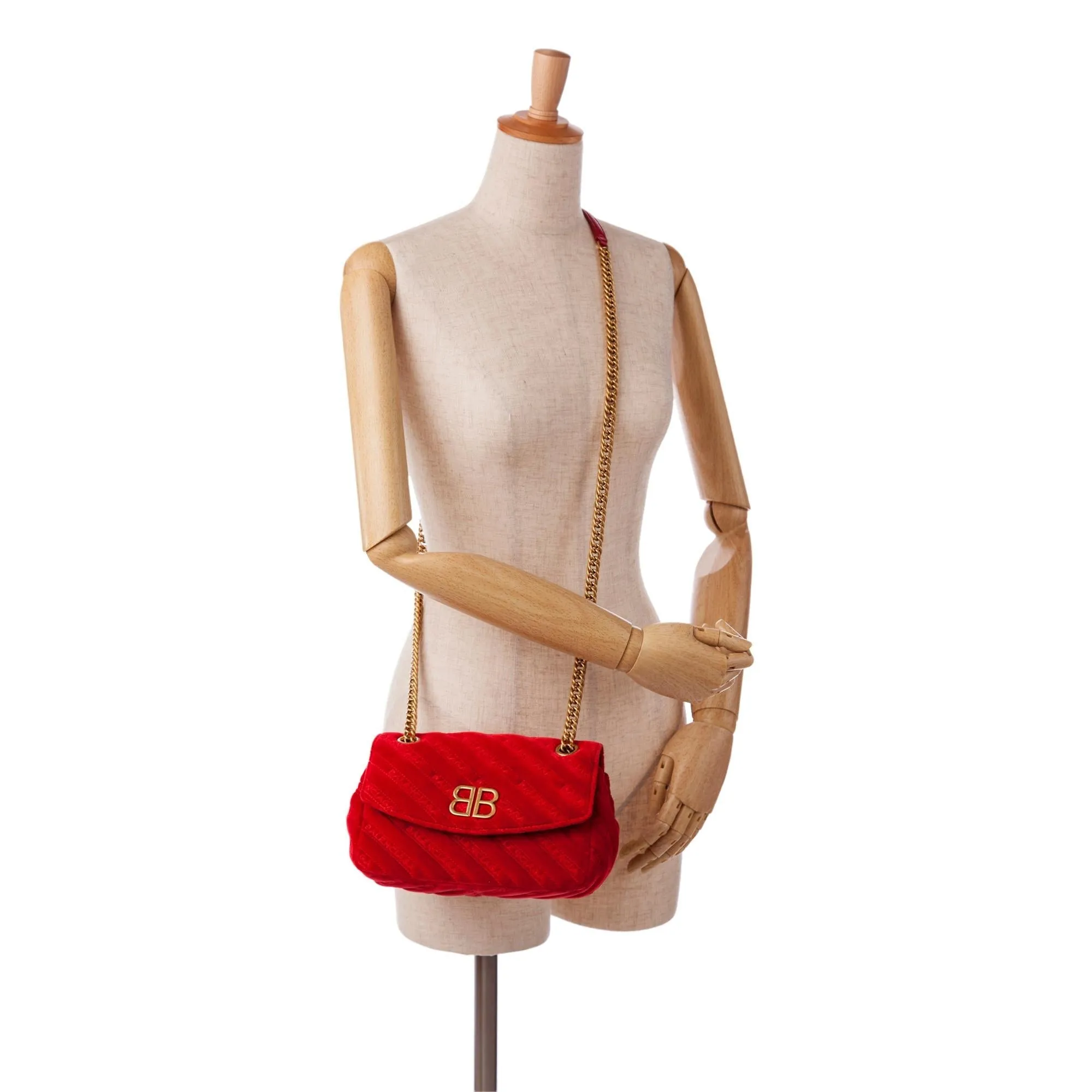Bag S (SHG-ihHh5a) Top-Quality-Balenciaga Automation-ready Velvet BB Crossbody Quilted Dependable Round