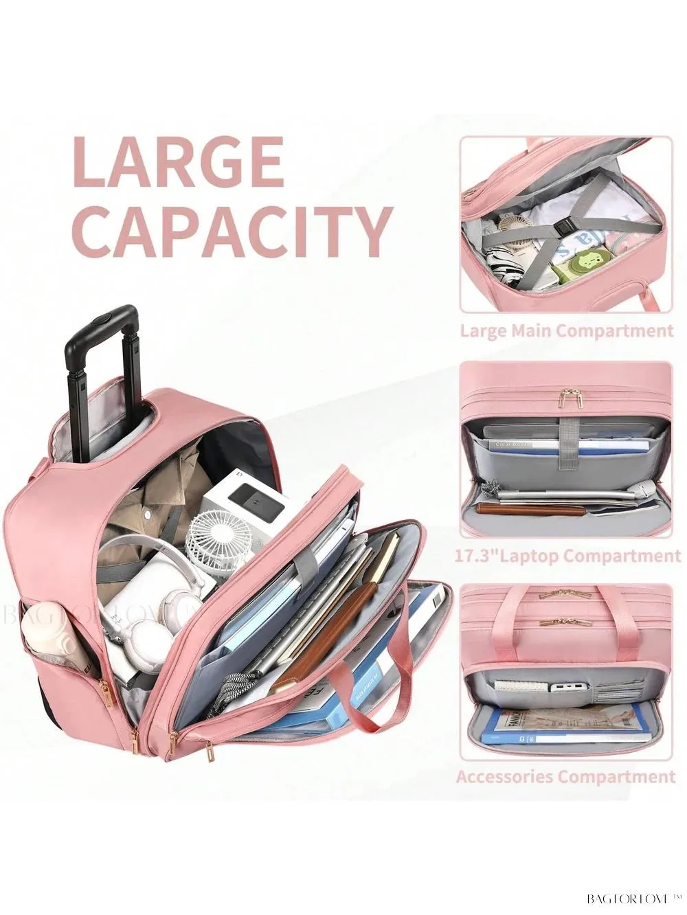 BagForLove - Waterproof Rolling Computer Bag for Business Professionals