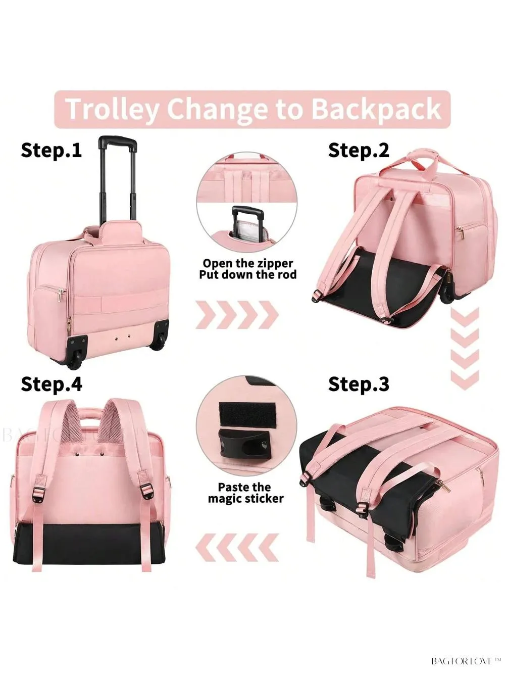 BagForLove - Waterproof Rolling Computer Bag for Business Professionals