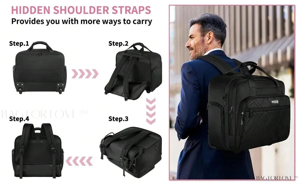 BagForLove - Waterproof Rolling Computer Bag for Business Professionals