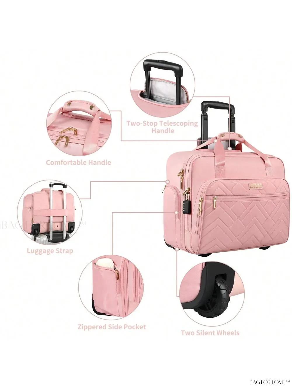 BagForLove - Waterproof Rolling Computer Bag for Business Professionals