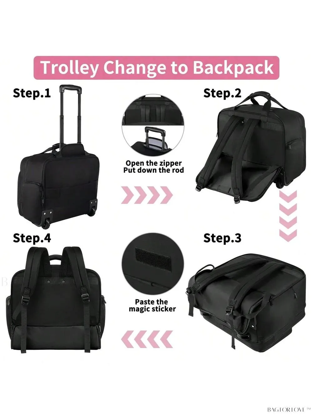 BagForLove - Waterproof Rolling Computer Bag for Business Professionals